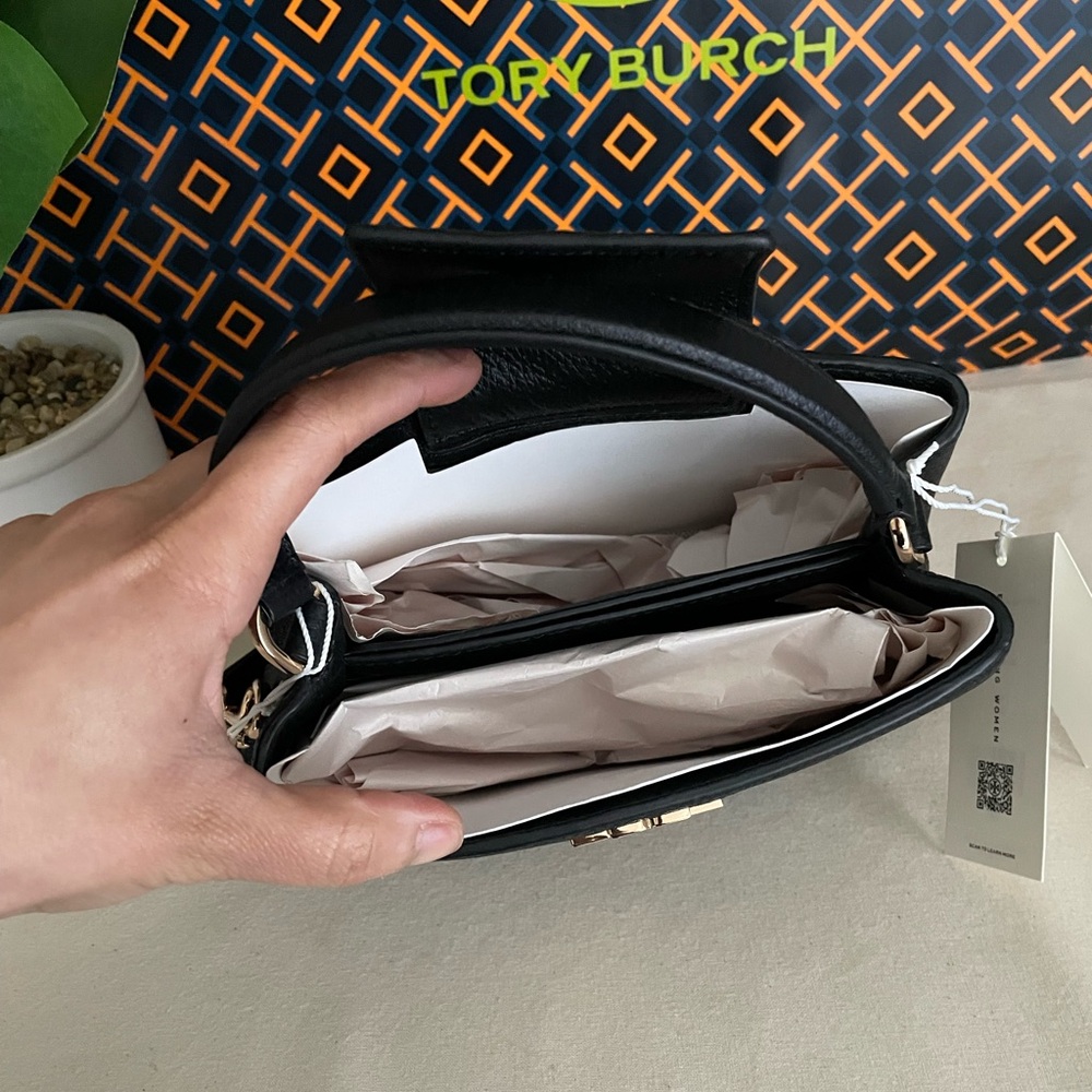 New, tory burch Britten micro satchel crossbody black 145357 - Picture 7 of 15
